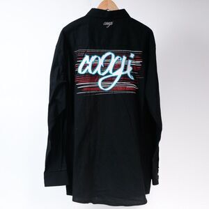 Coogi Black Graphic Embroidered Long Sleeve Button Down Shirt, XXL